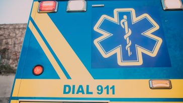 Blue and Yellow Ambulance