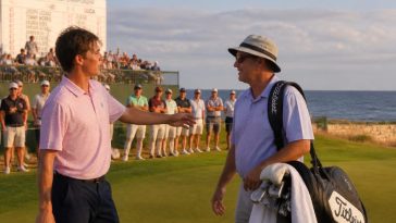 Miles Russell Lets Dad Caddie Final Hole for Father's Day at U.S. Open