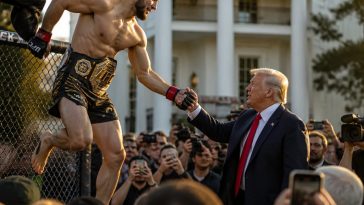 Bo Nickal Jumps Cage to Thank President Trump on White House Lawn