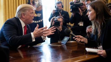 President Donald Trump Confronts Kaitlan Collins as DOJ Fund Dies
