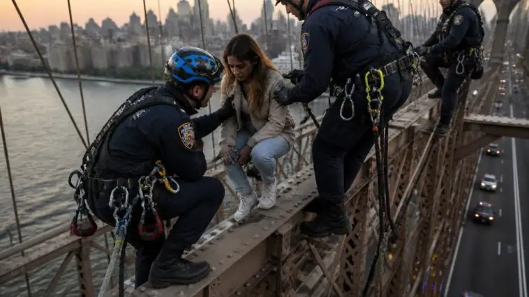 NYPD ESU Climbs Brooklyn Bridge to Save Woman, Shames Mamdani Plan